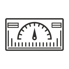 Black outline icon of a dial gauge with needle and markings meter instrument