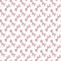 Adorable repeating pattern featuring playful cartoon giraffes perfect for children's projects fabric design nursery decor and whimsical creative uses.