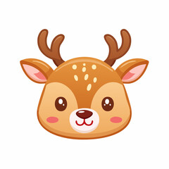 Adorable Deer Face Illustration with Antlers and Spots