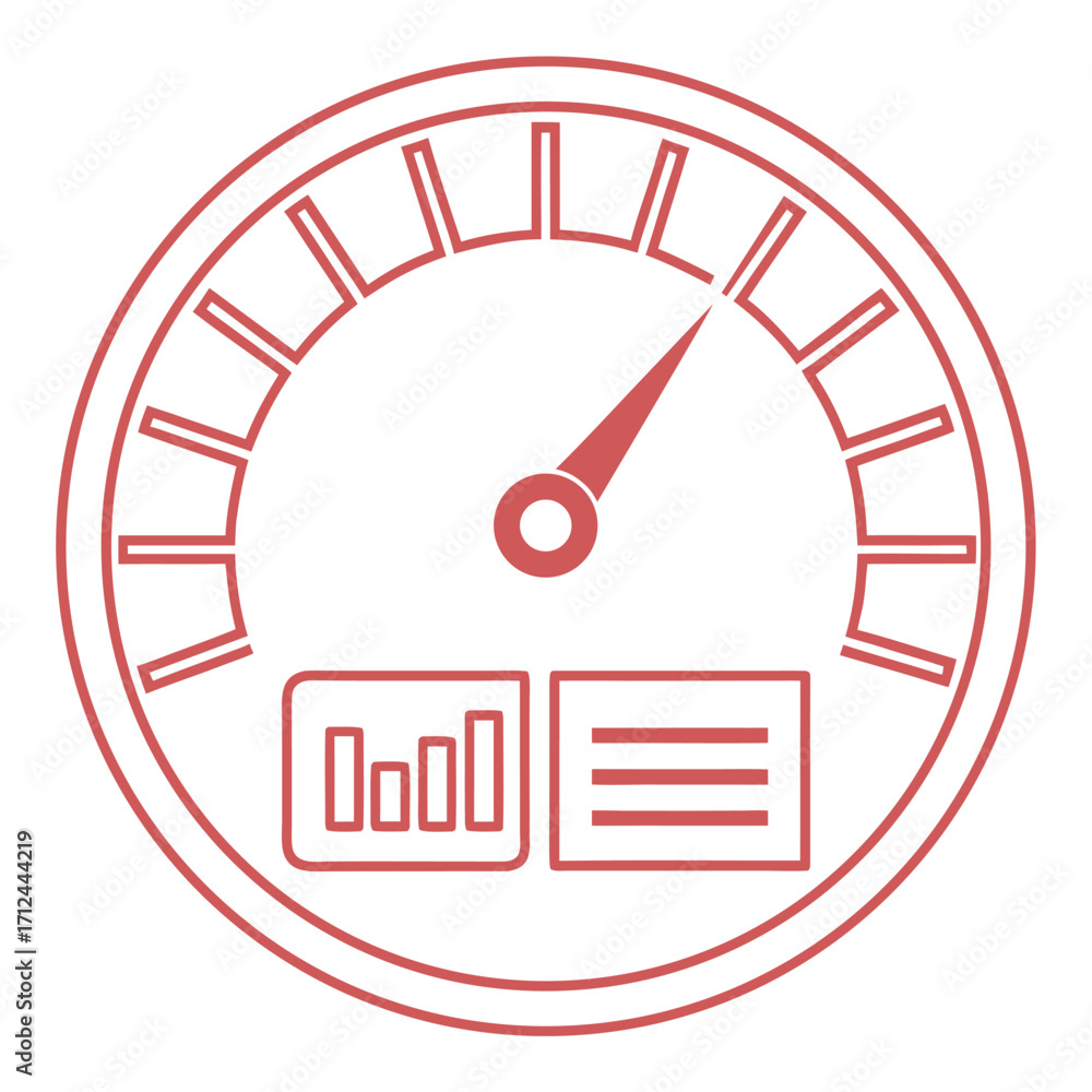 Poster red outline speedometer with bar graph and text box gauge dial