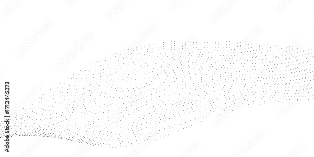 Leinwandbilder flowing wavy dots particles wave pattern curve halftone gradient lines shape isolated on transparent