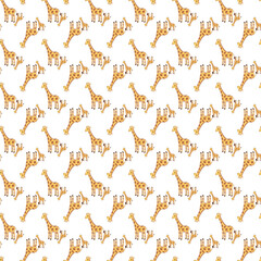 Adorable repeating pattern featuring playful cartoon giraffes perfect for children's projects fabric design nursery decor and whimsical creative uses.