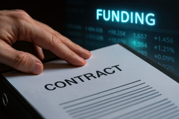 Contract and funding combine with data and agreement to fuel finance and investment success for thriving business