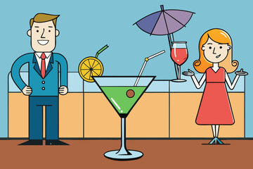 young couple drinking cocktails
