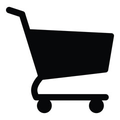 Simple silhouette of a shopping cart icon for retail and e-commerce business silhouette