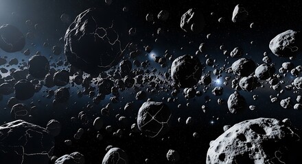 Asteroid Field in Space.