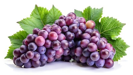 Fototapeta premium Bunch of ripe purple grapes isolated on white