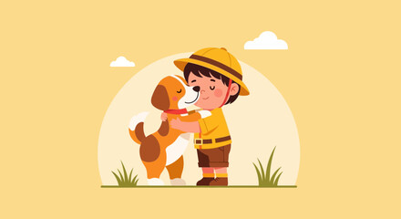 Child And Canine Embrace: A Heartwarming Depiction Of Friendship And Loyalty's Bond