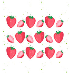 Seamless strawberries pattern template colorful flat sketch