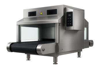 Fototapeta premium Microwave pasteurizer with a conveyor system and shielding panels for a ready-meal manufacturer