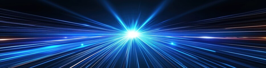 Moving blue light streak ray