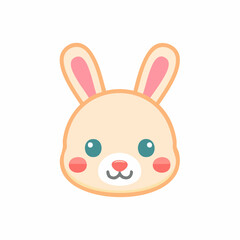Obraz premium Cute cartoon bunny face with rosy cheeks and big blue eyes, a delightful and friendly character illustration