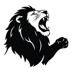 Roaring lion head silhouette powerful majestic wildlife symbol fierce animal king of jungle silhouette