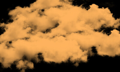 A surreal, glowing orange cloud formation against a stark black background, evoking a sense of mystery and otherworldly atmosphere