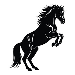 Powerful rearing black horse silhouette majestic animal spirit design art silhouette