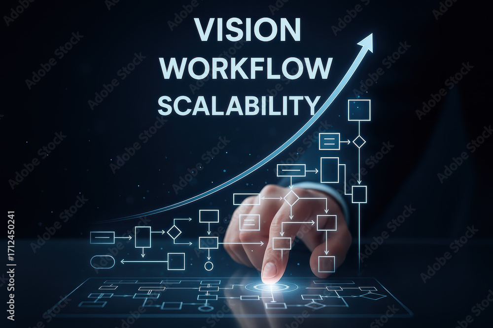 Poster vision workflow scalability drives growth innovation and strategy to expand digital processes with g