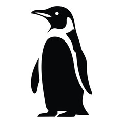 Stylized black silhouette of an emperor penguin standing tall and proud silhouette