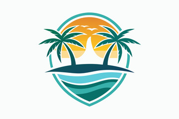 tropical island with palm trees