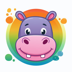 Fototapeta premium Adorable Cartoon Hippopotamus Illustration