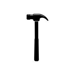 Illustration of a black hammer on transparent background silhouette