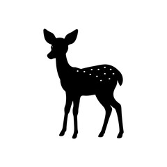 Silhouette of a spotted deer on transparent background
