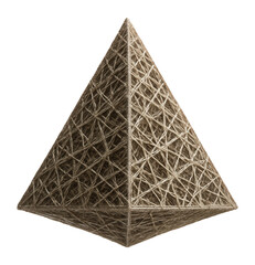 Pyramid of interwoven fibers, creating a lattice-like appearance.