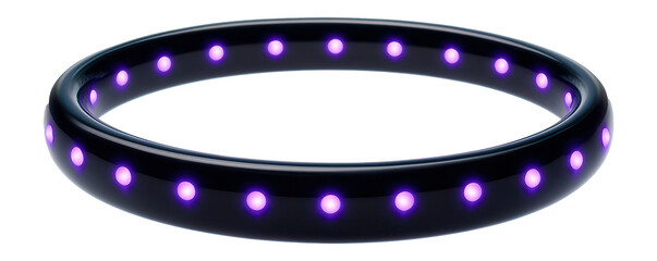 Floating elliptical band with a series of evenly spaced luminous nodes.