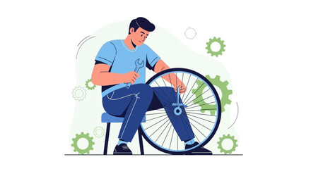 Bike Maintenance: A Skilled Technician Fixing Bicycle Wheel with Precision And Care