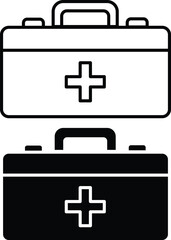 First Aid Kit Icon – Medical Emergency Box Symbol Black and White Vector silhouette..eps