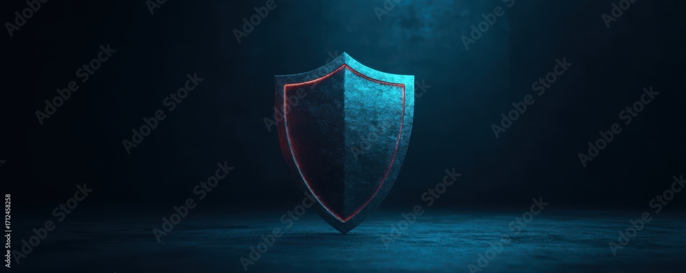 Poster shield symbolizes security and protection, representing importance of mfa, multi factor authenticati