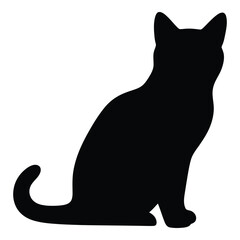 Silhouette of a sitting cat viewed from the side facing left silhouette