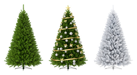 Fototapeta premium Three christmas trees isolated on transparent background