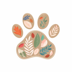Autumn Style Paw Print with Leaves