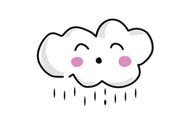 cute rainy cloud weather forecast icon cartoon character.eps