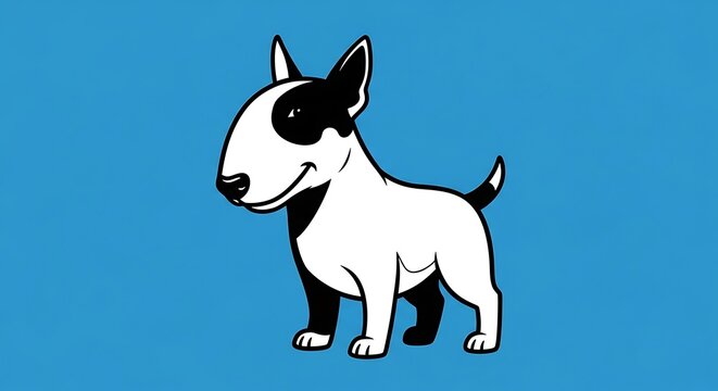 Adorable Bull Terrier Dog Cartoon Illustration.