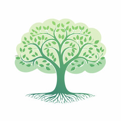 Obraz premium Green Tree with Dense Leaves – Nature and Ecology Vector Illustration