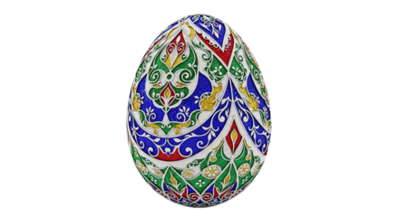 Intricately Decorated Easter Egg with Traditional Patterns Isolated on Black Background