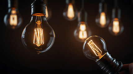 light bulb on black background