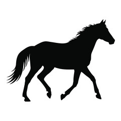 Silhouette of a majestic horse galloping dynamic movement animal art silhouette © JASMIN