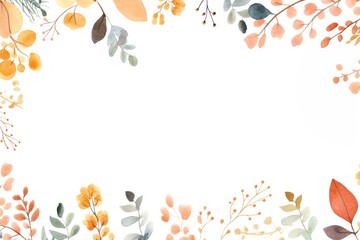 Fototapeta premium Autumn watercolor foliage border illustration