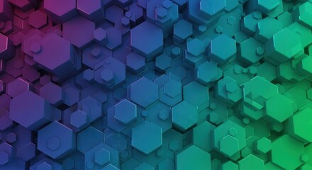 Abstract Geometric Hexagons Pattern Background With Gradient Colors Digital Art