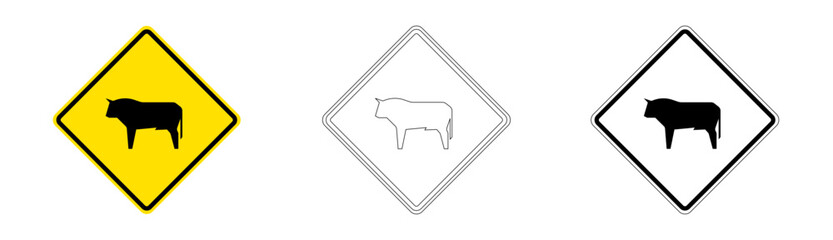 Animals on the Road Traffic Sign PO-5 in Vector Format