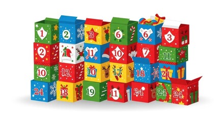 Festive Christmas Countdown Advent Calendar Boxes Filled with Small Surprises