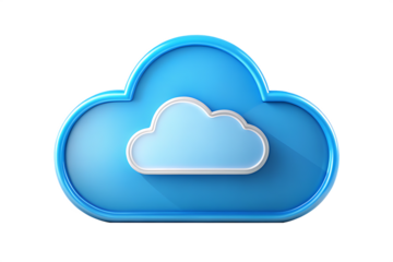 3D Blue Cloud Icon with Inner Cloud data storage