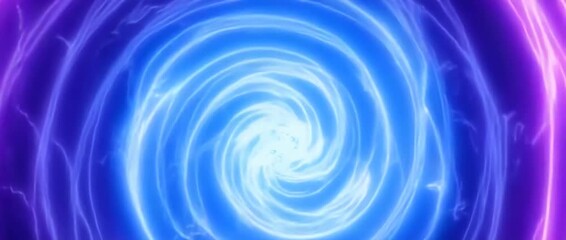 Futuristic circular portal with purple and blue glowing energy spinning and expanding. Abstract tunnel or vortex animation on green screen for compositing - Powered by Adobe