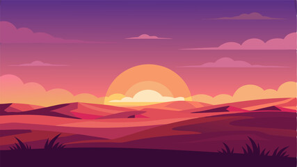A picturesque sunset over the prairie painting the sky in shades of pink orange and purple as the last rays of light illuminate the rolling landscape.