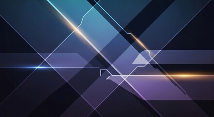 Abstract digital art featuring intersecting geometric lines and glowing light streaks against a dark, futuristic background.