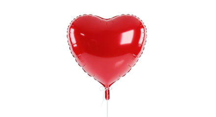 Realistic Red Heart Balloon Floating Isolated on Transparent Background for Romantic Celebrations
