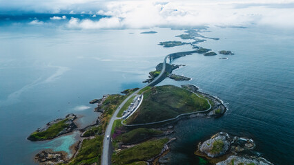 Breathtaking view from above showcases the Atlantic Ocean Road in Norway. © Fokke Baarssen