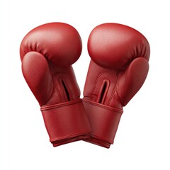 Red Leather Boxing Gloves Isolated on White Background for Sports